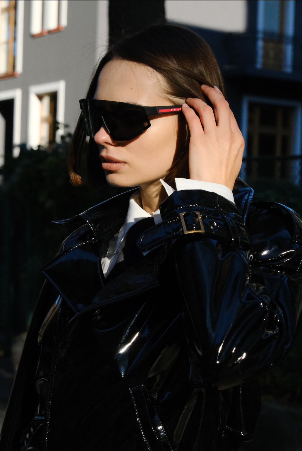 patent black faux leather jacket for women