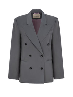 grey double-breasted blazer