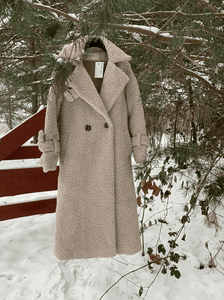 BEIGE LONG TEDDY COAT BUDZIKO