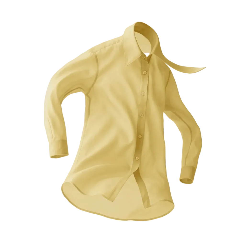 Yellow shirt with long sleeves on a white background