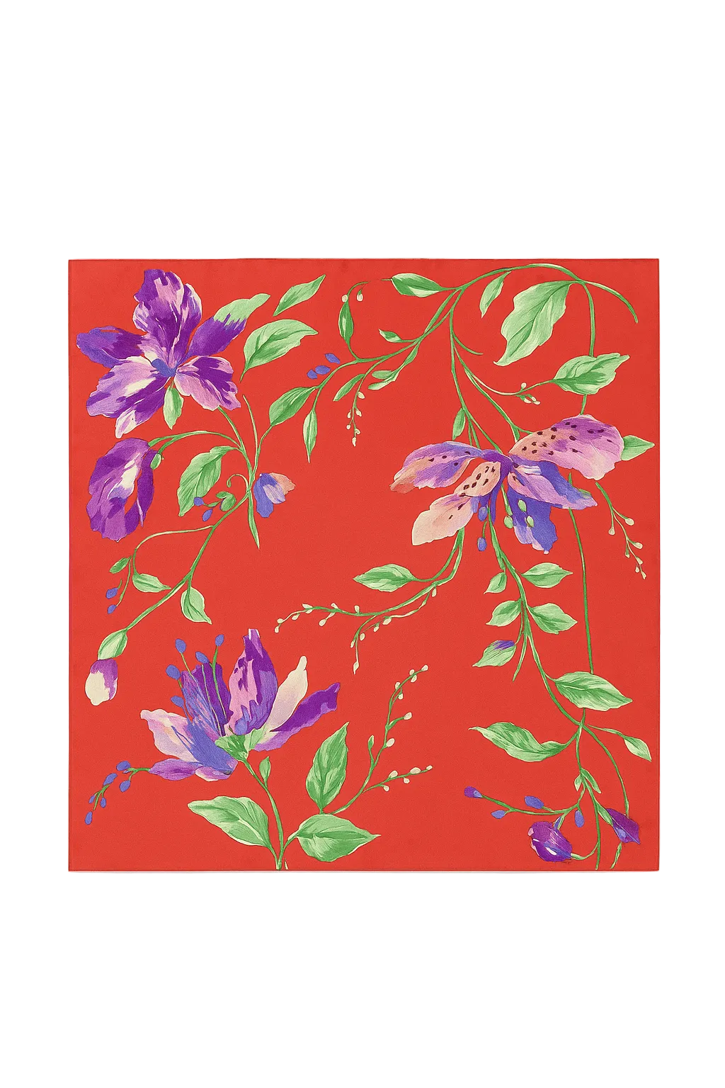 red silky scarf floral shawl