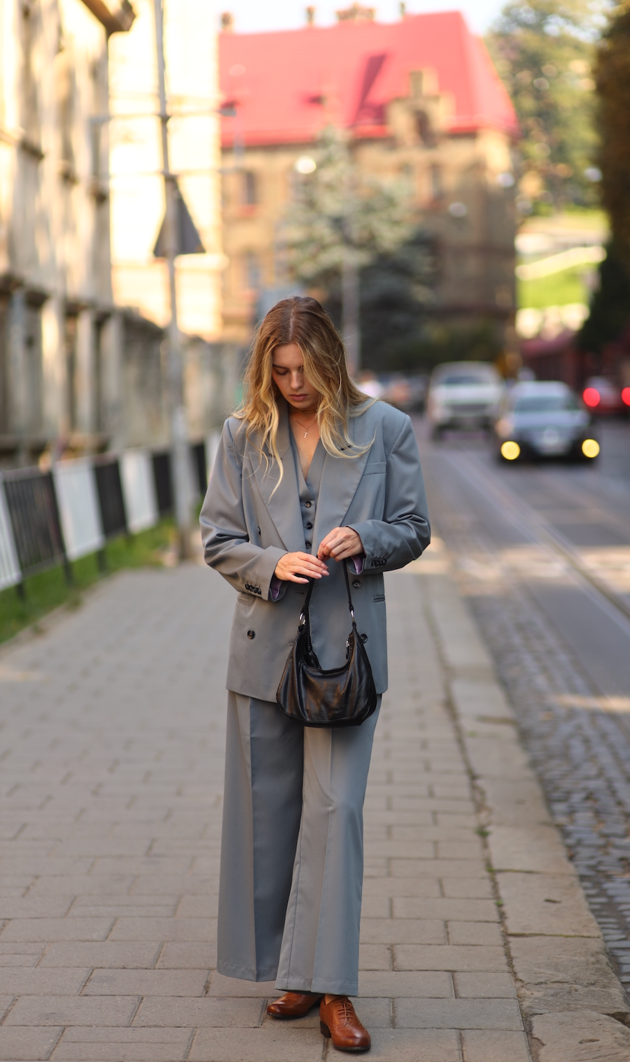 grey wide-leg pants for women