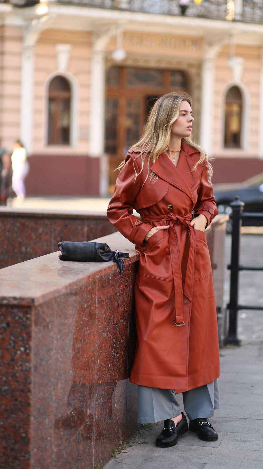 NYC Terracotta Maxi Trench Coat | BÚDZIKO