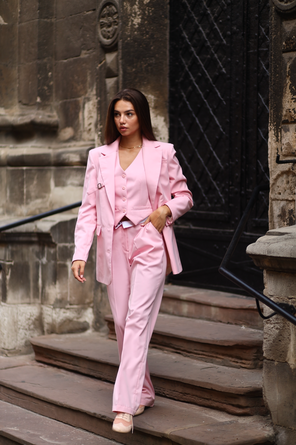 pink waistcoat for women