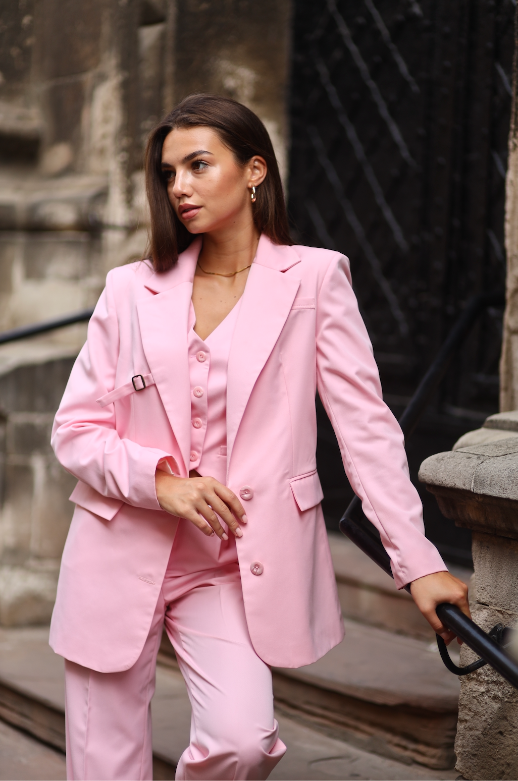 pink oversized blazer for women
