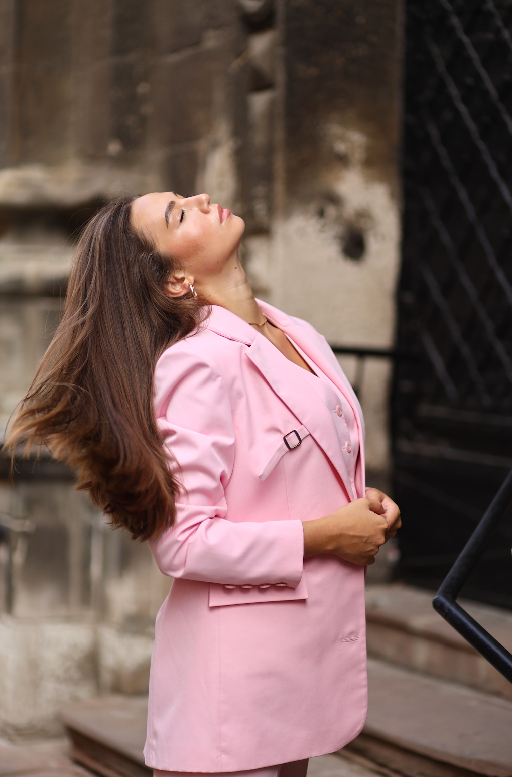 pink oversized blazer for women