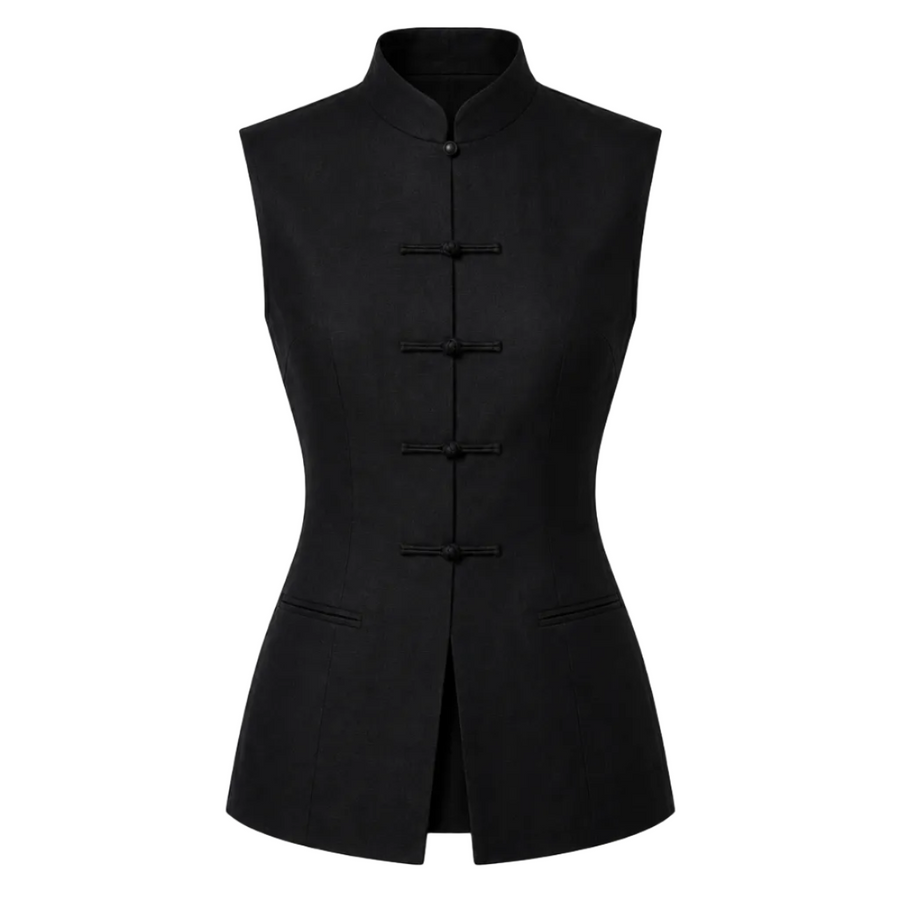 black linen vest