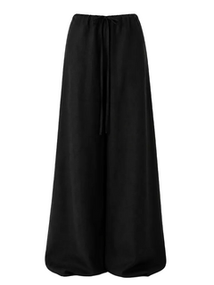 linen black loose trousers