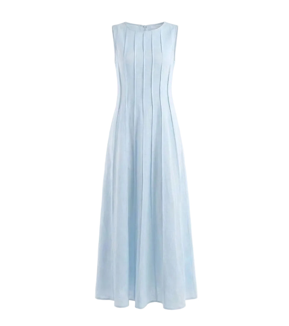 Light blue sleeveless dress on a white background