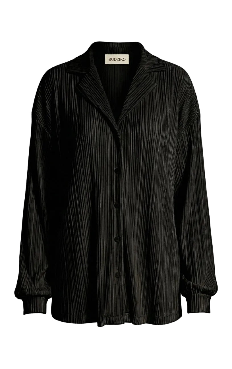 Black textured shirt on a white background with 'Blugirl' branding.
