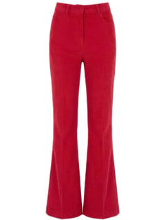 Red corduroy pants on a white background