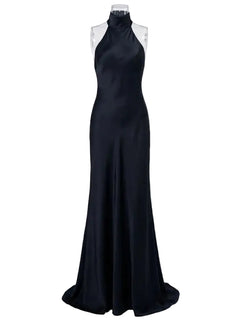 Black evening gown on a white background