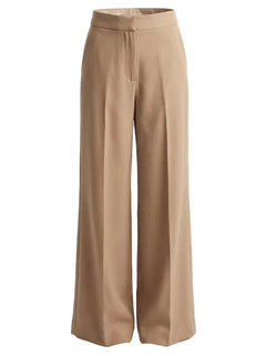 Beige wide-leg pants on a white background