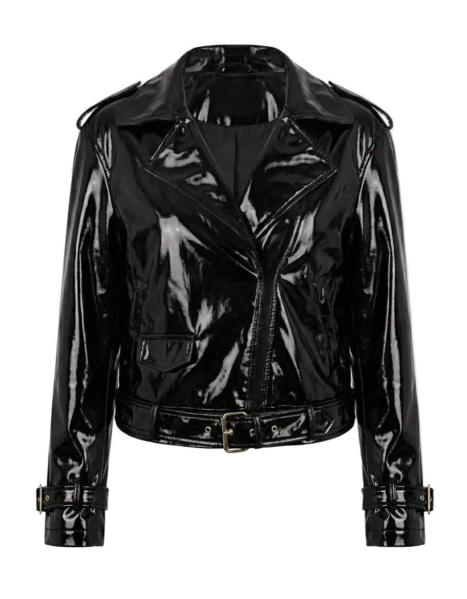 Black glossy jacket on a white background