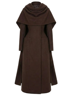 Brown coat with a scarf on a white background