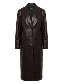 Brown leather coat on a white background