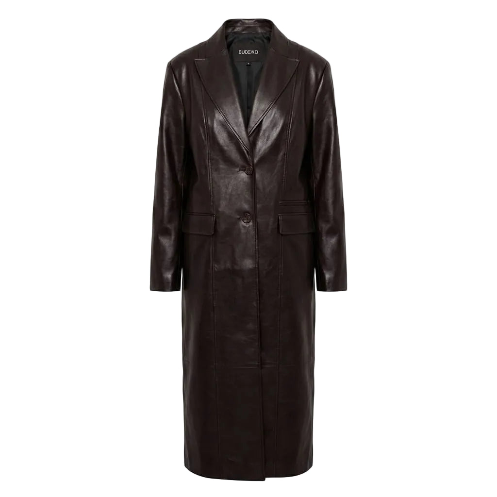 Brown leather coat on a white background