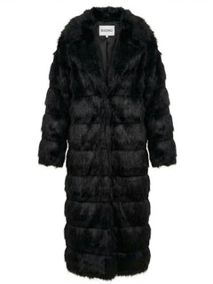JACQUELINE FAUX FUR BLACK COAT