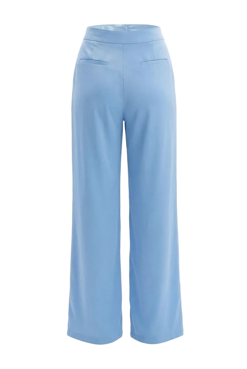 Light blue wide-leg pants on a white background