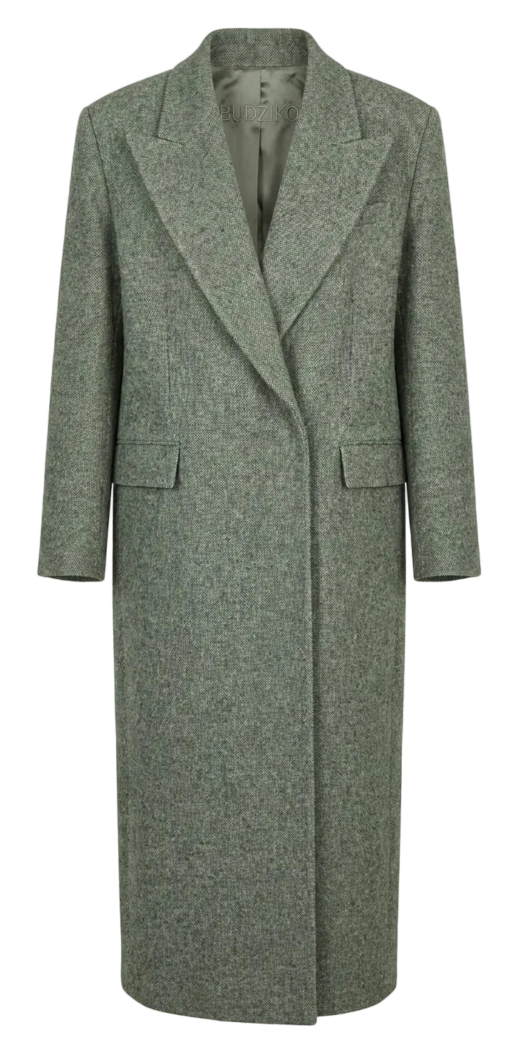 Green coat on a white background
