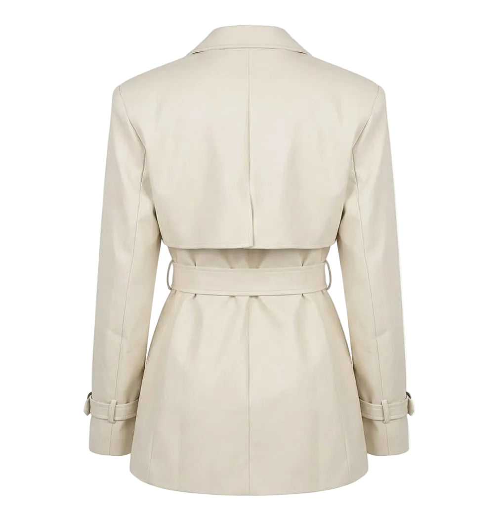 Beige trench coat on a white background