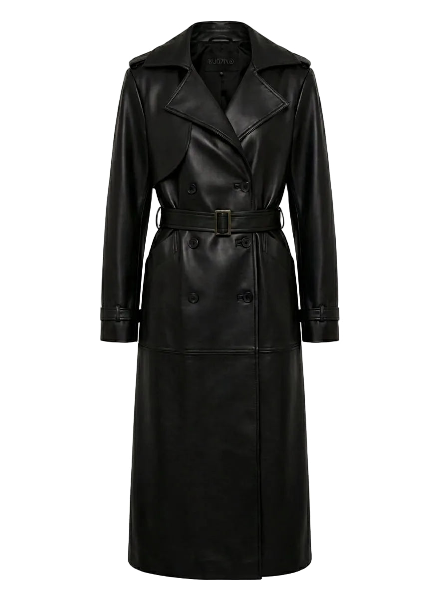 NYC BLACK PATENT LEATHER TRENCH COAT – BÚDZIKO