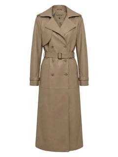 Beige trench coat on a white background