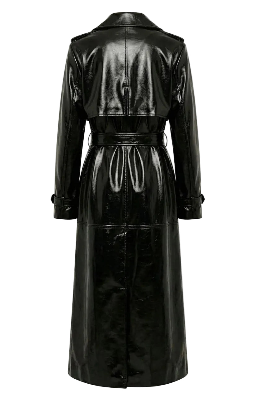 NYC BLACK PATENT LEATHER TRENCH COAT – BÚDZIKO