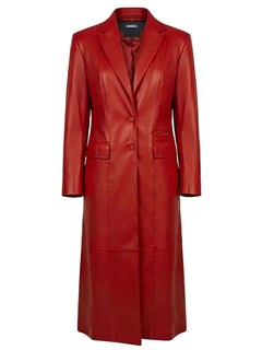 Red leather coat on a white background