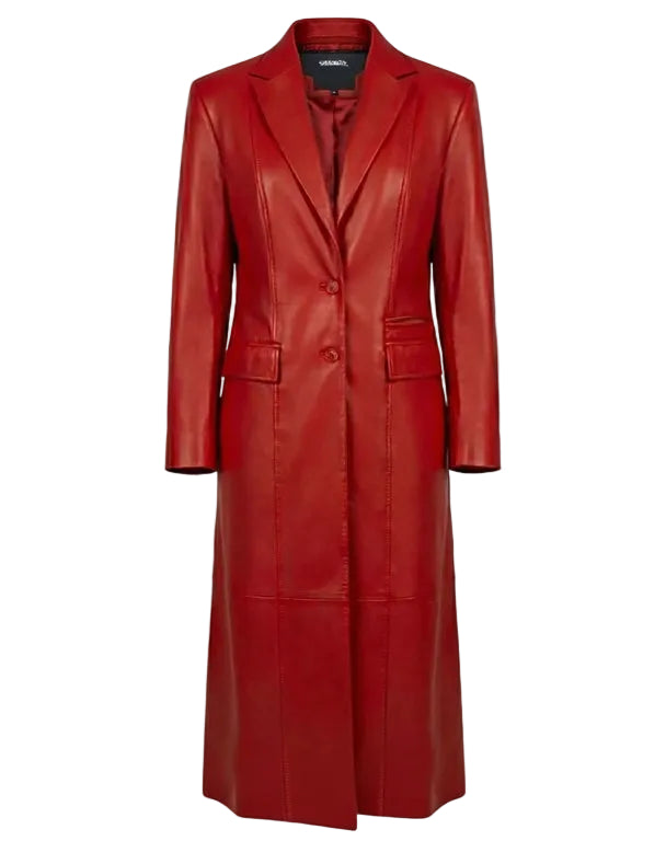 Red leather coat on a white background
