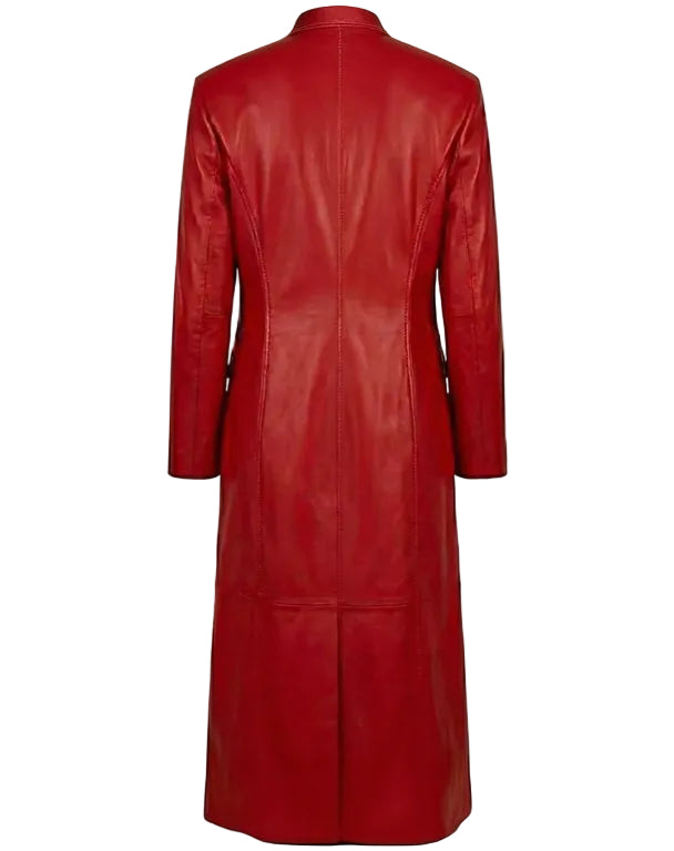 Red leather coat on a white background