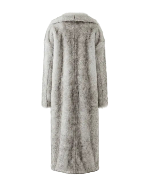 Long fur coat on a white background