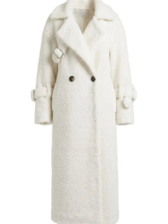 White coat with black buttons on a light gray background