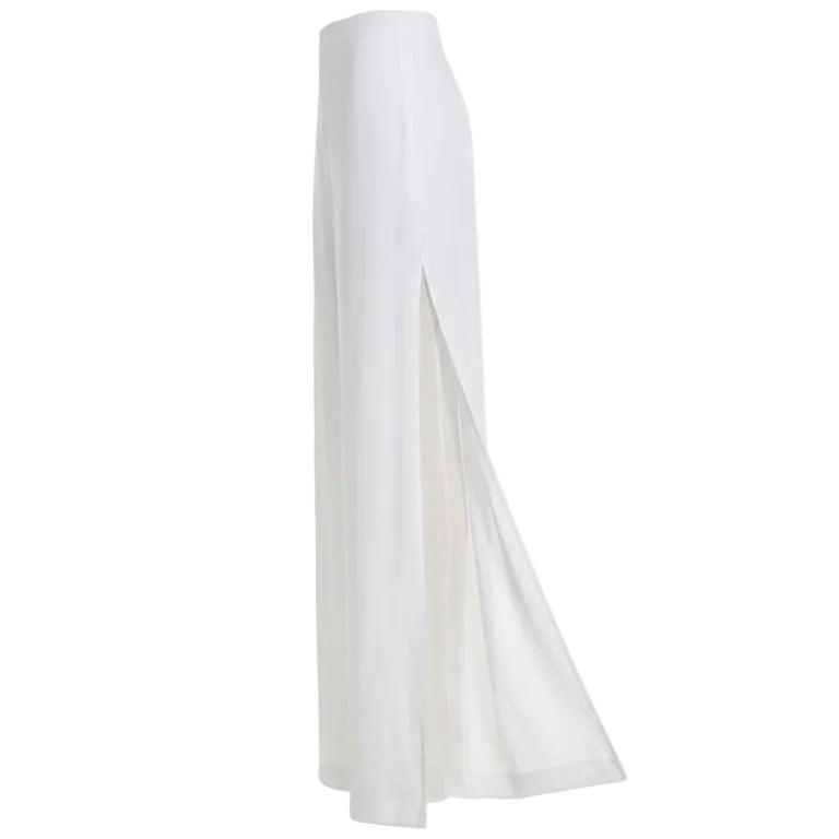 White pants with a slit on a white background