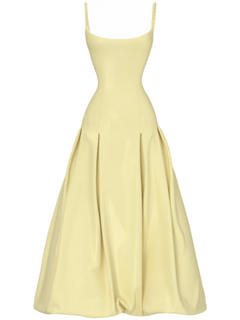 butter yellow color balloon dress