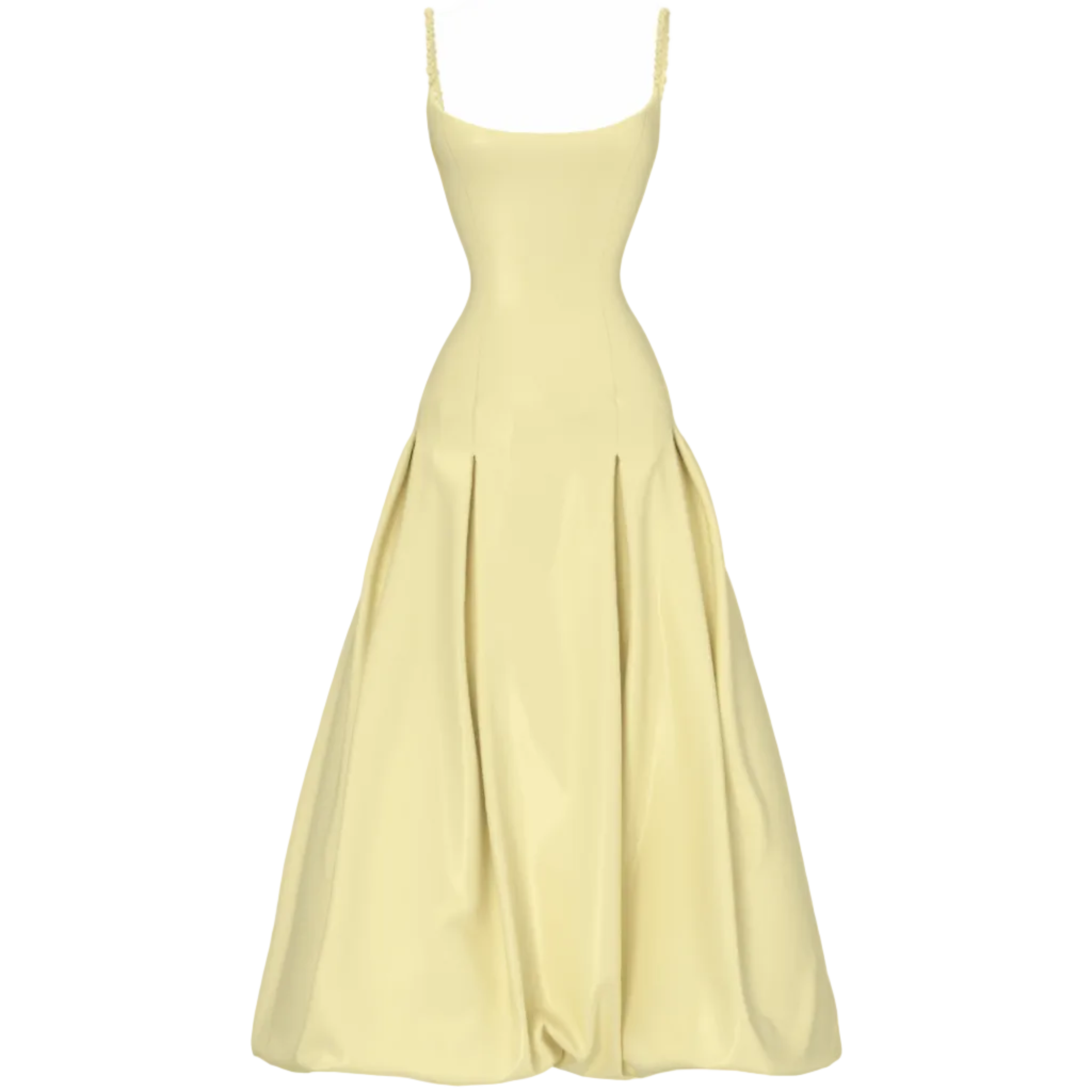 butter yellow color balloon dress
