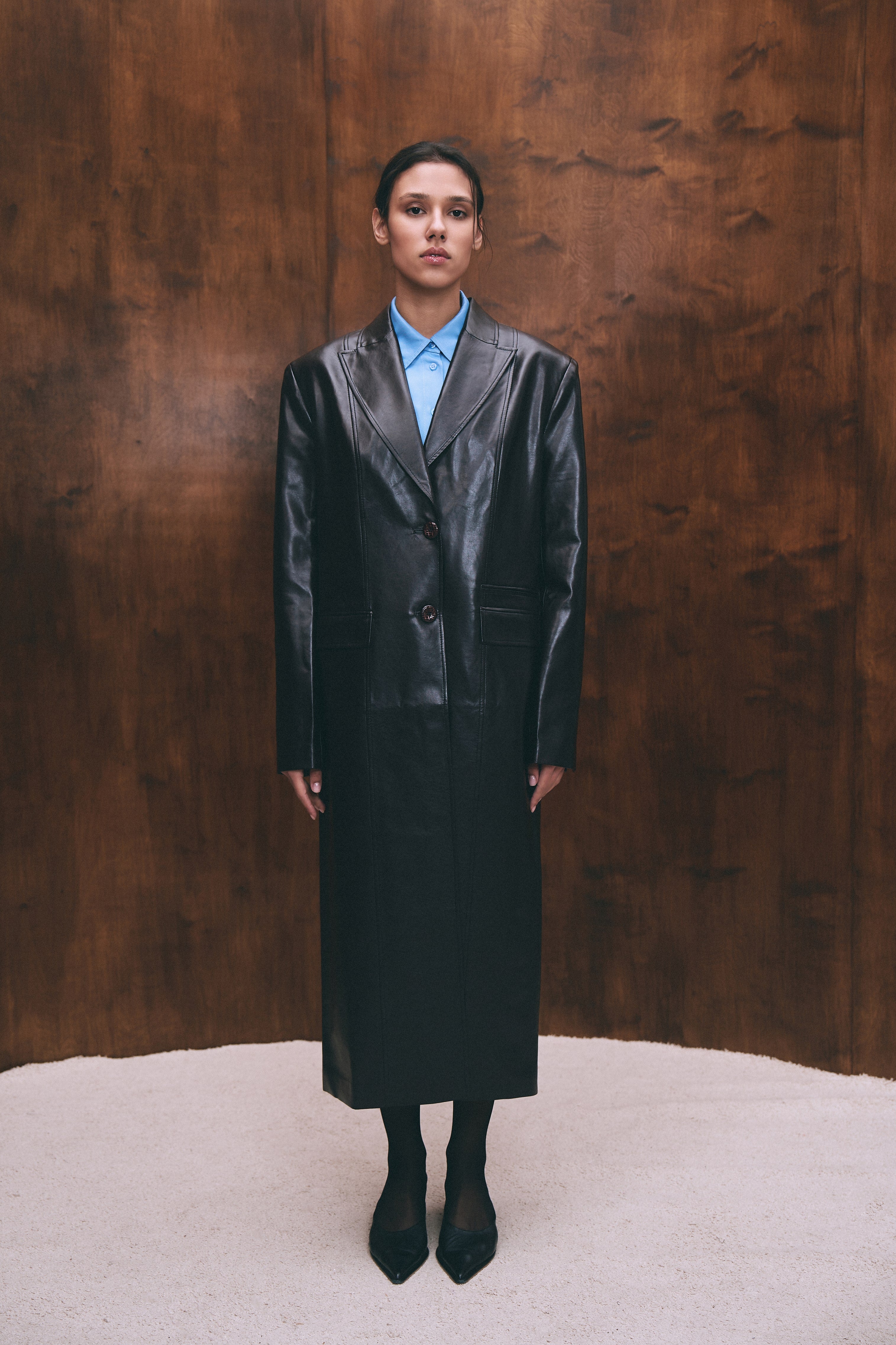 plum bordo faux leather coat for women