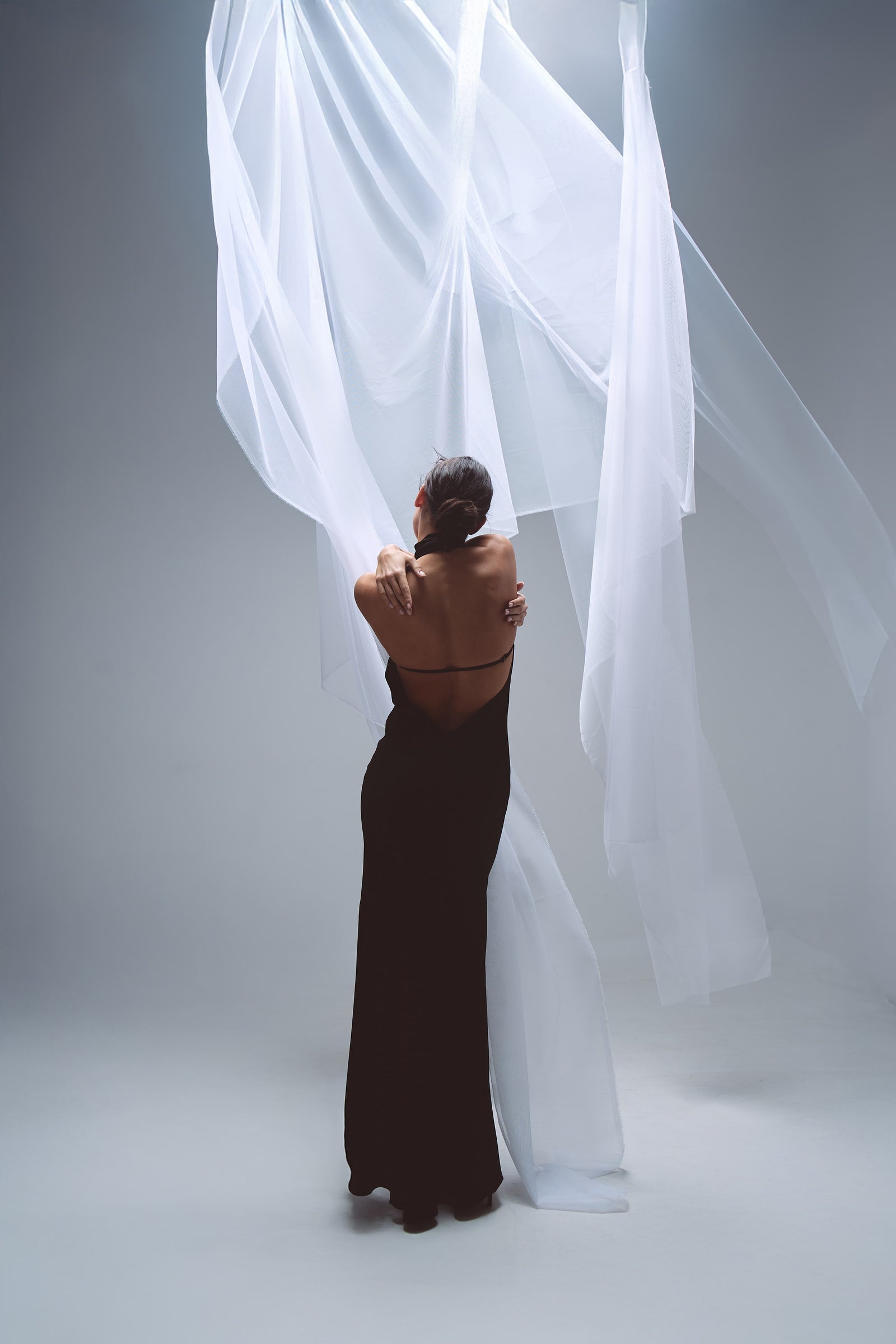 Élodie Black Lyocell Open-Back Dress - XS (> 168 cm)