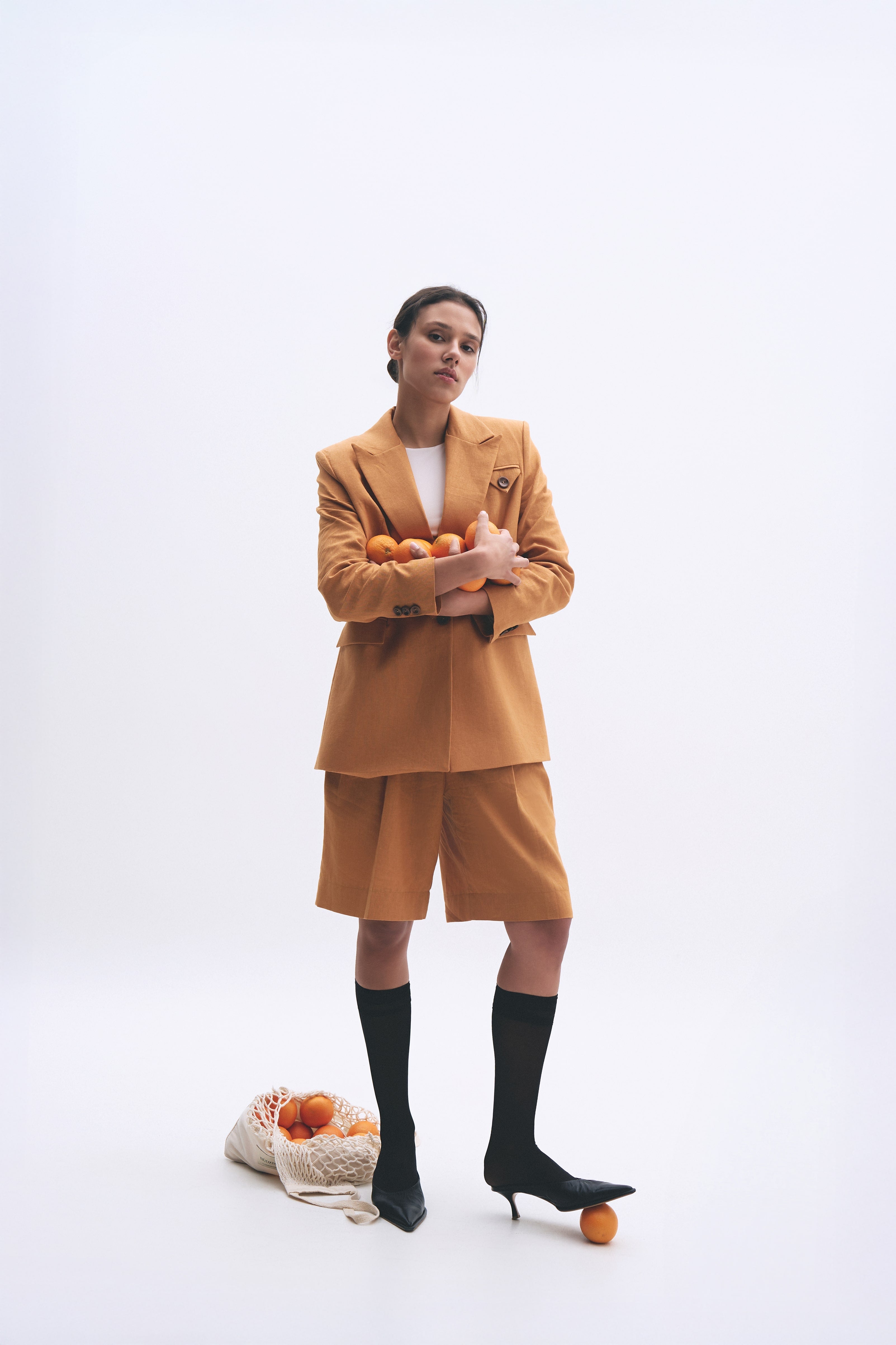 linen earthy bermuda shorts for women
