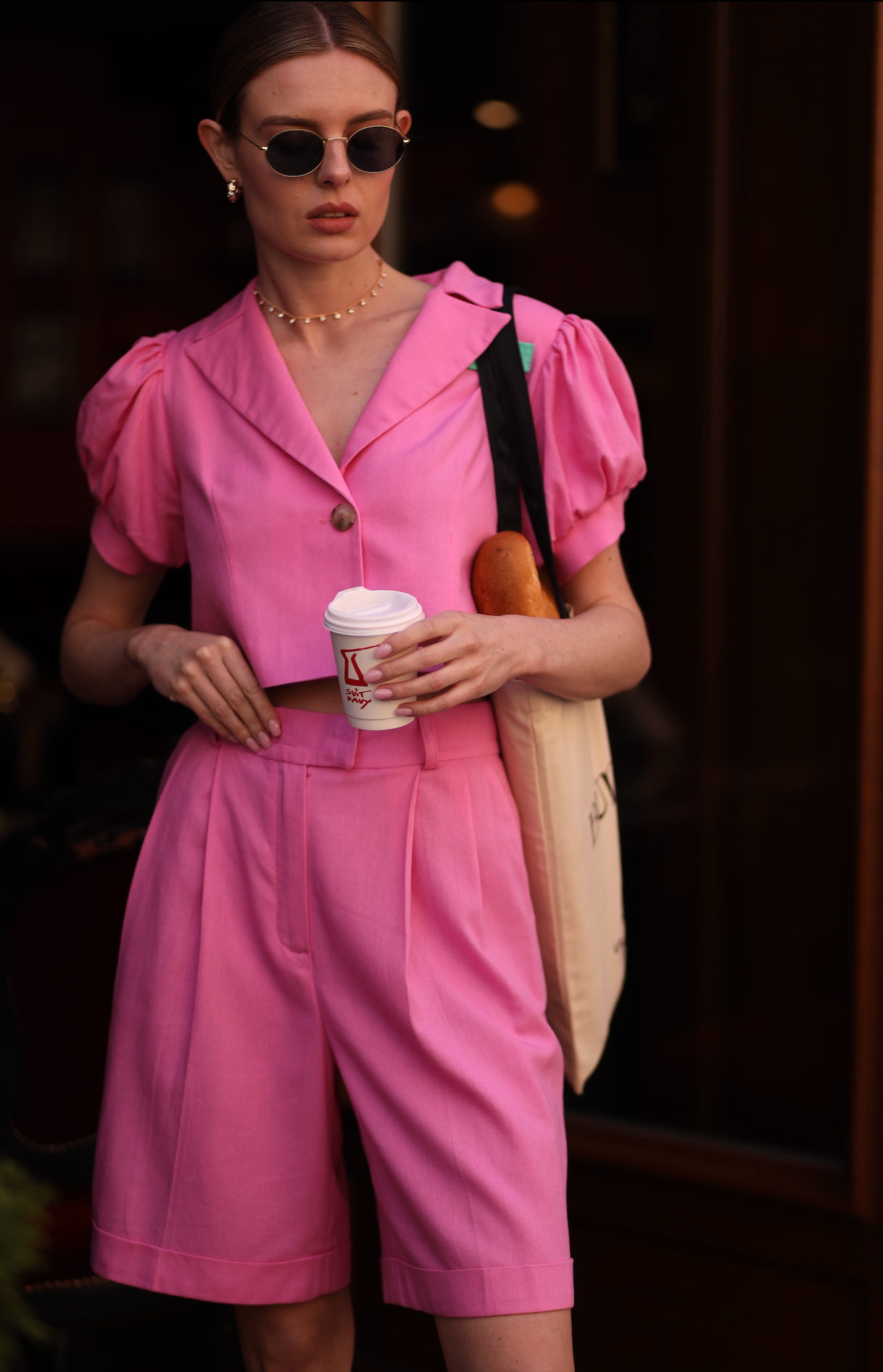 pink bermuda shorts
