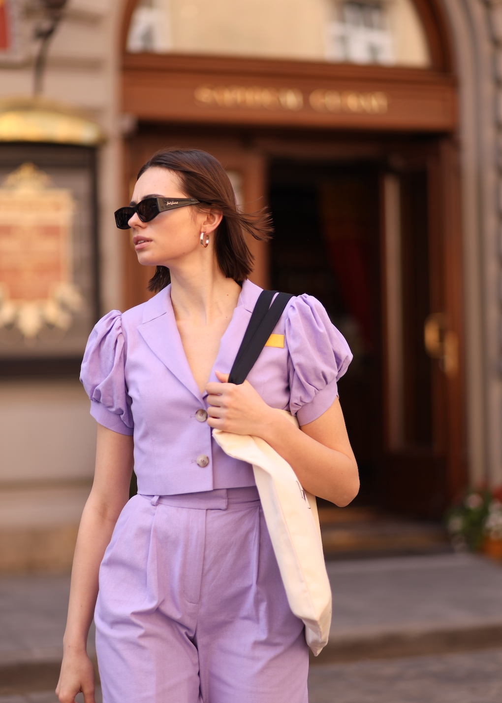 linen lavender shorts