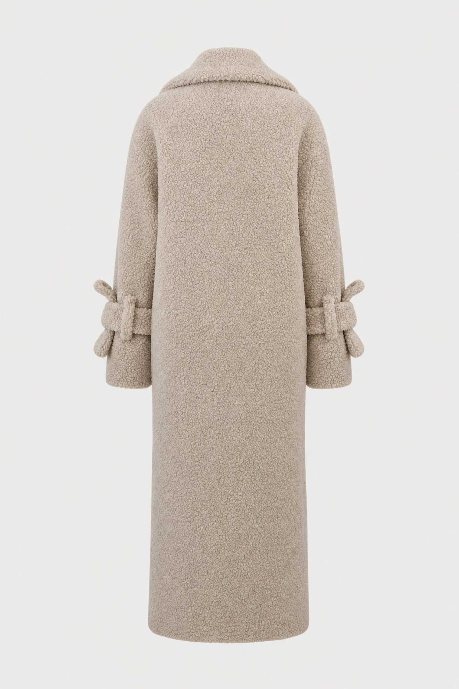 Beige Long Teddy Coat — back view