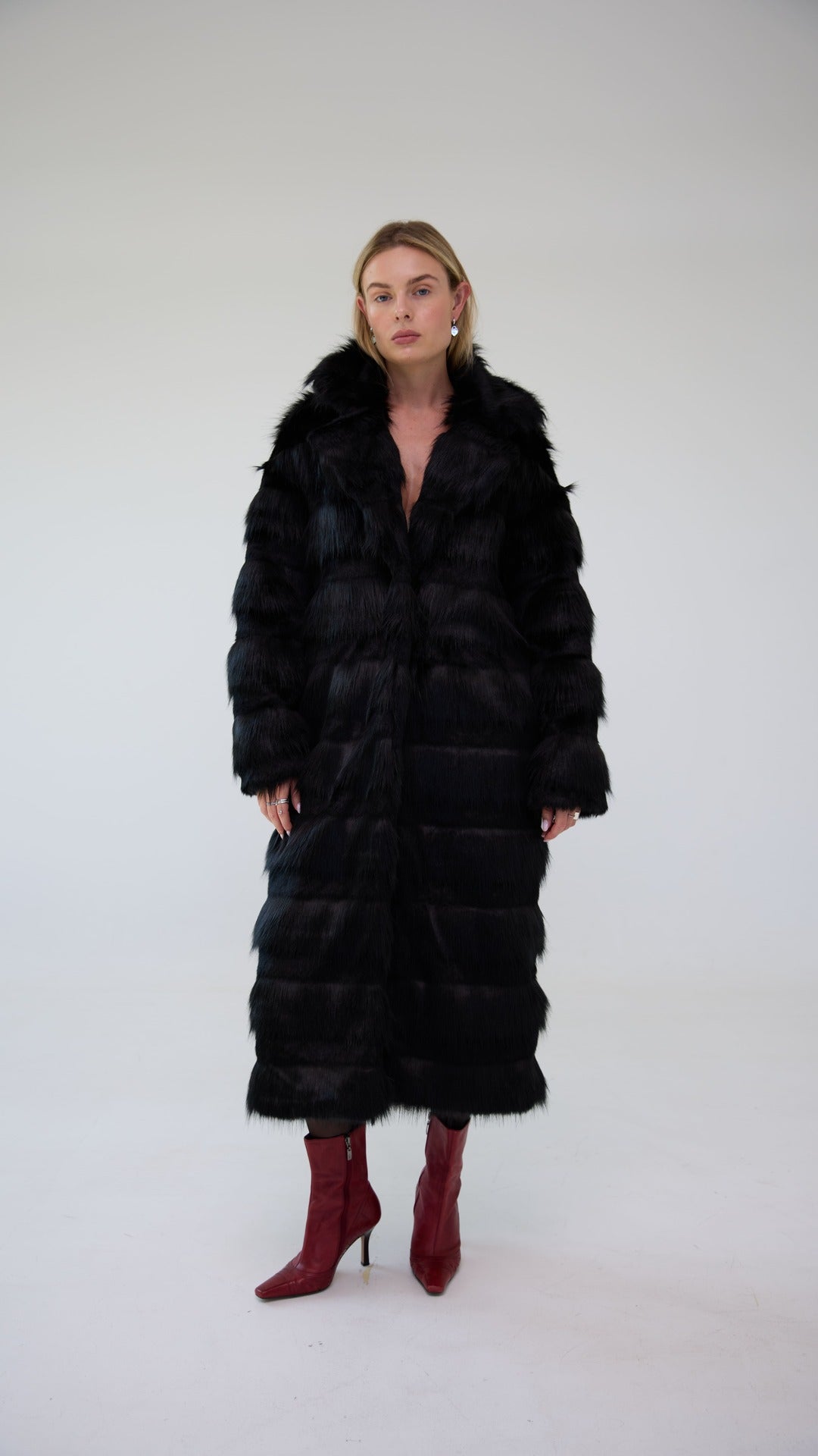 faux fur black coat