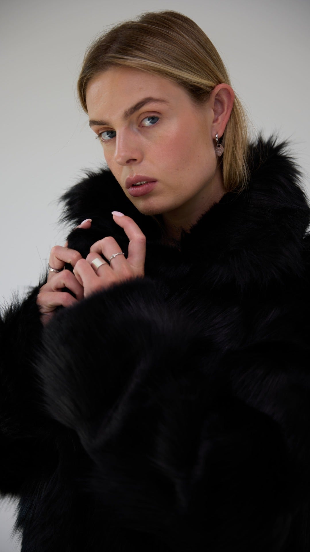 faux fur black coat