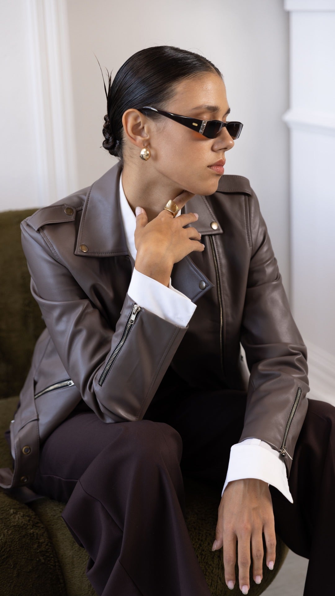 brown biker jacket for women