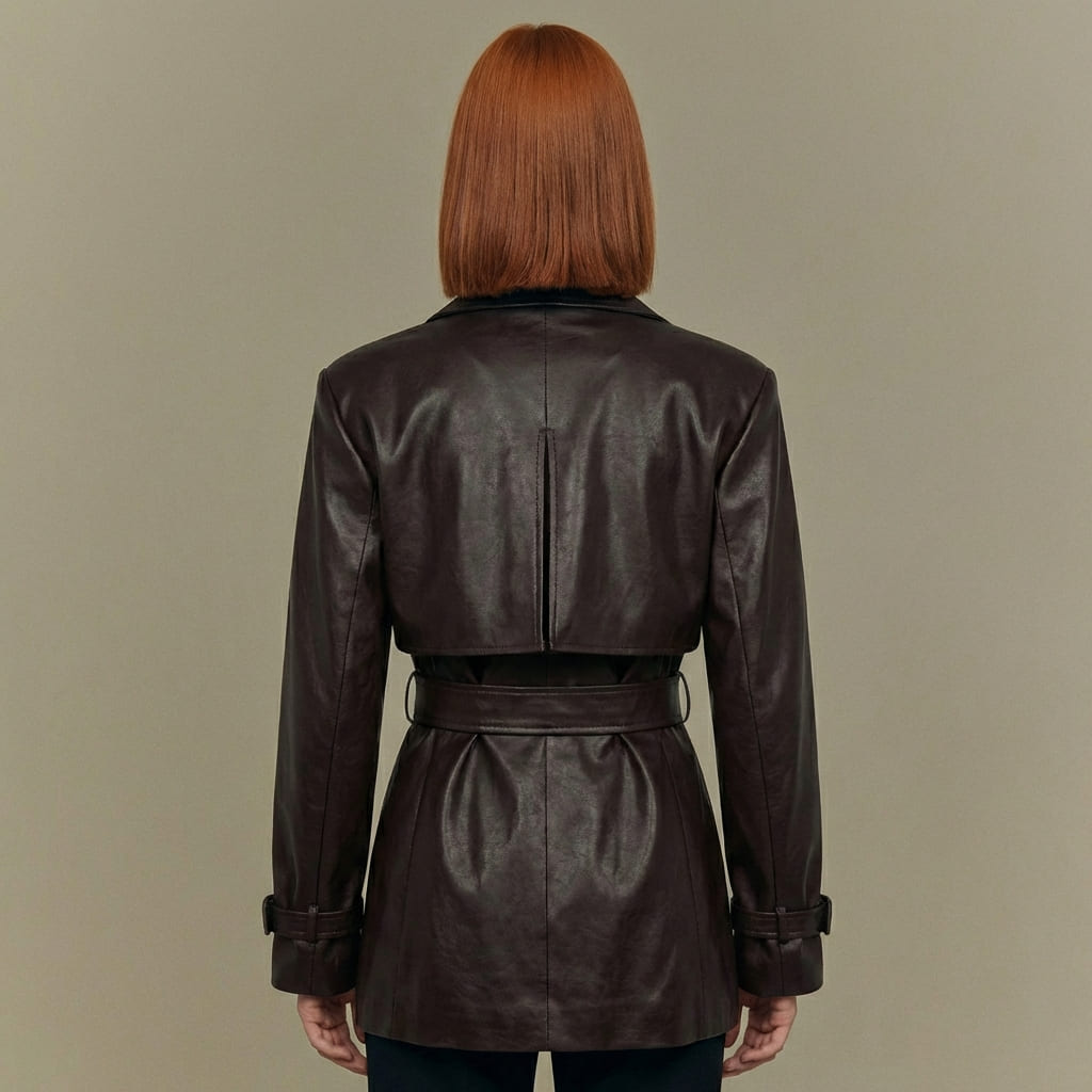 London Plum Color Cropped Trench Coat | BÚDZIKO