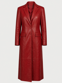 Maroon Eco Leather Coat