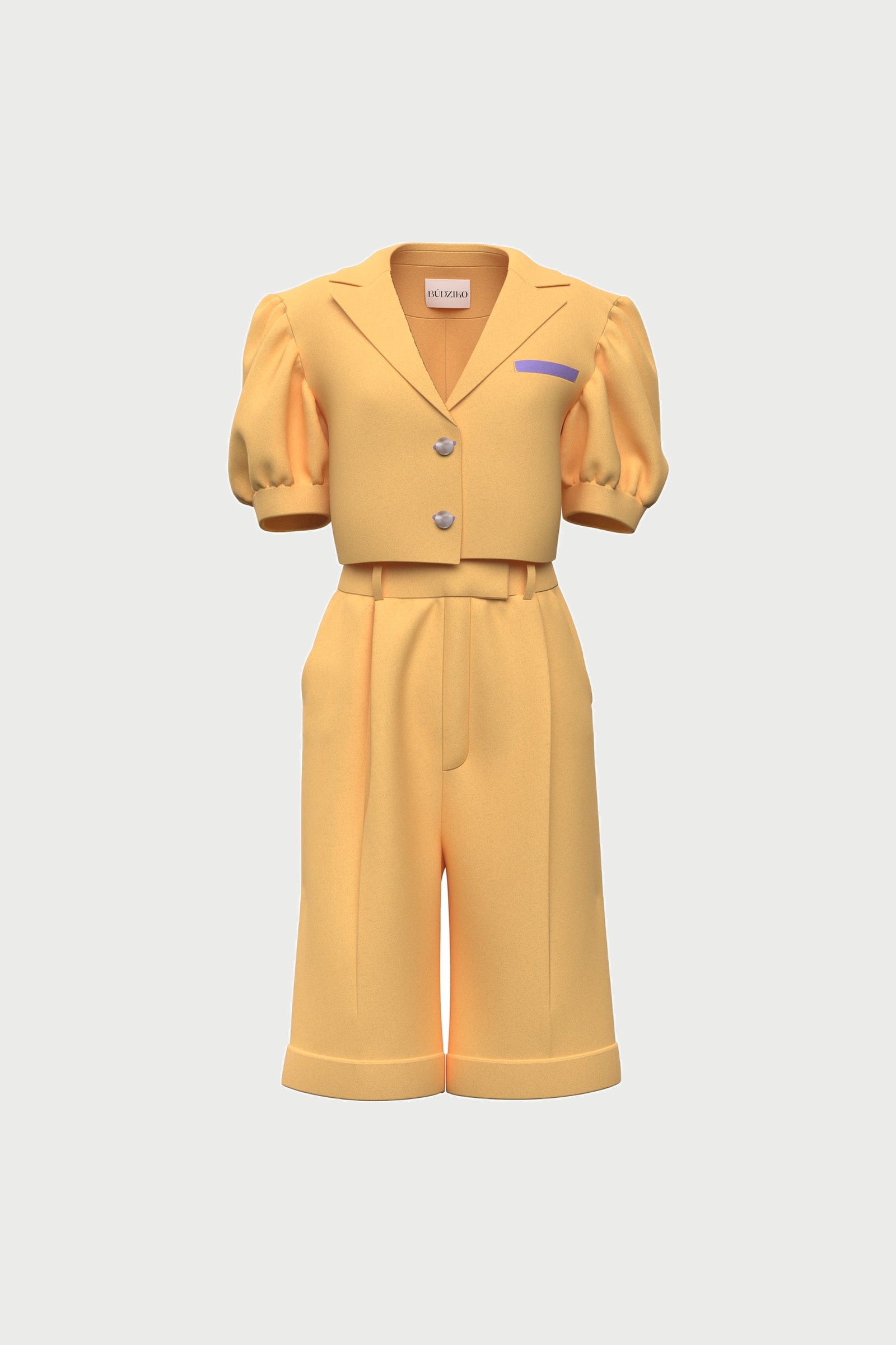 Marshmallow Linen Puffed Sleeved Yellow Blazer