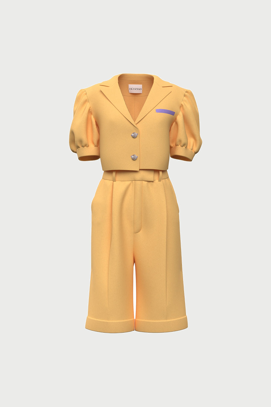 Marshmallow Linen Puffed Sleeved Yellow Blazer