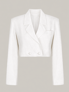 Paris Milky White Cropped Blazer